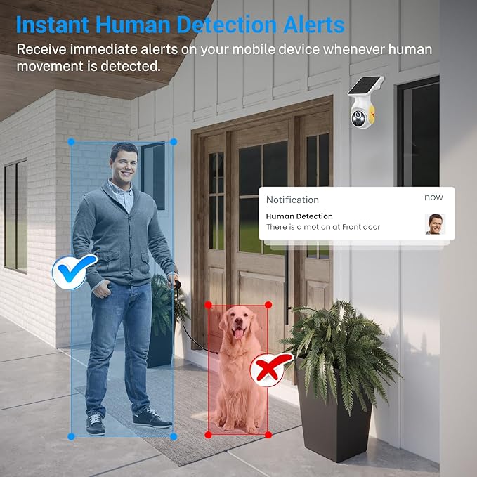 1080p Security Camera Wireless with Solar Panel, Smart AI Human Detection, 2-Way Audio, Color Night Vision, Built-in 4G SIM, Cloud Storage, Indoor/Outdoor Surveillance Bullet Cam (4G)