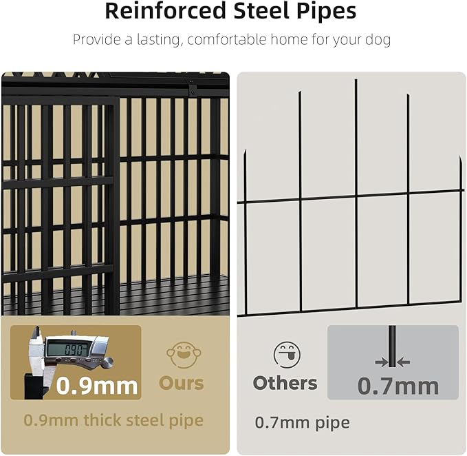 58 inch Heavy Duty Indestructible Dog Crate, New Upgraded Reinforced for Large Dogs,XXL Dog Crate for High Anxiety Dogs/Max Load Capacity 250lbs/Double Door with Wheels