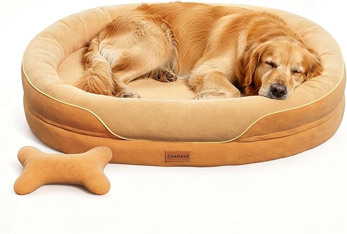 XL Orthopedic Dog Bed, Extra Large Dog Bed, Dog Sofa for Large Sized Dogs with Full-Surround Bolsters, Dual-Sided Dog Cooling Bed with Memory Foam, Washable Pet Sofa with Nonslip Bottom, Brown