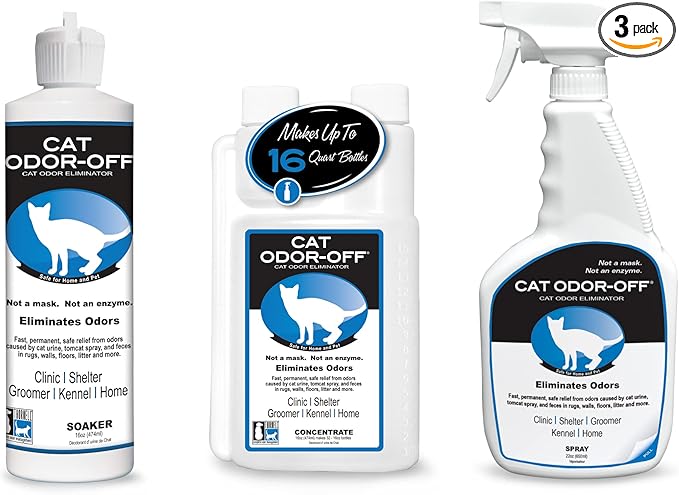 Odorcide Cat Odor-Off Concentrate Pet Smell Odor Eliminator Bundle – Cat Odor Eliminator Concentrate for Pet Urine Odor, Tomcat Spray for Cat Urine Smell, Feces on Carpet & Litter Boxes