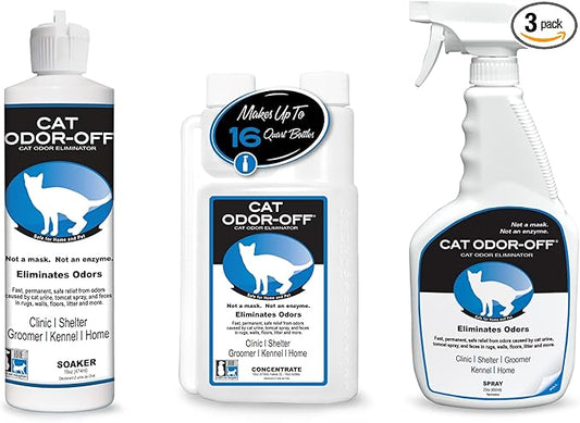 Odorcide Cat Odor-Off Concentrate Pet Smell Odor Eliminator Bundle – Cat Odor Eliminator Concentrate for Pet Urine Odor, Tomcat Spray for Cat Urine Smell, Feces on Carpet & Litter Boxes