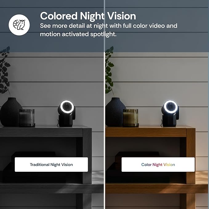Luna 2K Indoor Cameras for Home Security, 2.4GHz & 5GHz WiFi, 360-Degree Pan-Tilt, Built-in Spotlight, Human Auto Tracking, Siren, Pet/Dog/Baby Camera with Phone app, Black (2025 Upgrade Version)