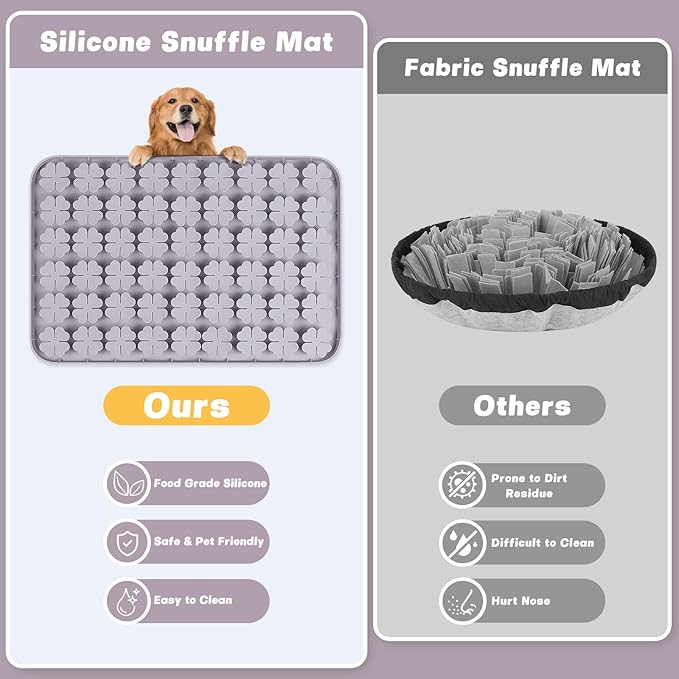 Dog Lick Mat, 23.6"x 15.7" Large Silicone Snuffle Mat with Suction Cups, Slow Feeder for Small Medium Large Dogs Slow Eating, Boredom Reducer (Grey)