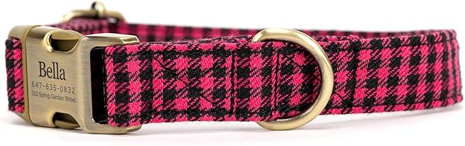 Personalized Dog Collar with Name and Phone Number Engraved,Adjustable Custom Puppy Collar,Organic Cotton Pet Collar for Small Medium Large Boy Girl Dogs