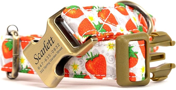 Personalized Dog Collar with Name and Phone Number Engraved,Adjustable Custom Puppy Collar,Organic Cotton Pet Collar for Small Medium Large Boy Girl Dogs