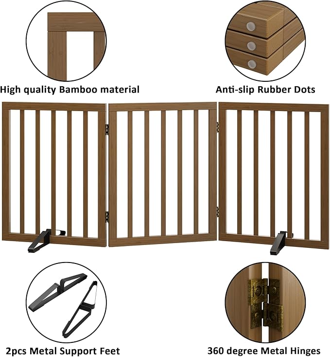 Dog Gate for Stairs,Foldable Dog Gate for Indoor Doorways House,Freestanding Pet Gates for Dogs,Doogie Puppy Fence Gate