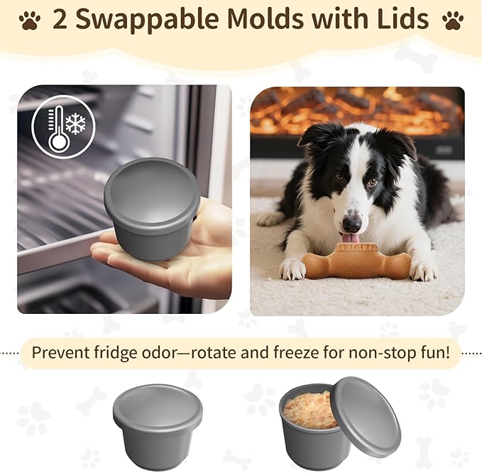 3-in-1 Enrichment Dog Toy for Aggressive Chewers, Frozen Treat Toy & Interactive Treat Dispenser with Peanut Butter Grooves, Long Lasting Chew Toy for Large Dogs, Easy to Clean, Brown