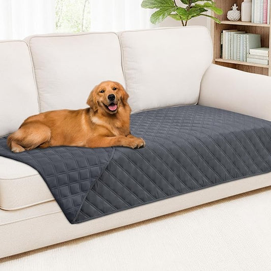 Smiry Waterproof Dog Bed Cover Pet Blanket, Soft Washable Dog Blanket for Furniture Bed Couch Sofa Reversible, Checkered (40"x70", Dark Grey/Dark Grey)