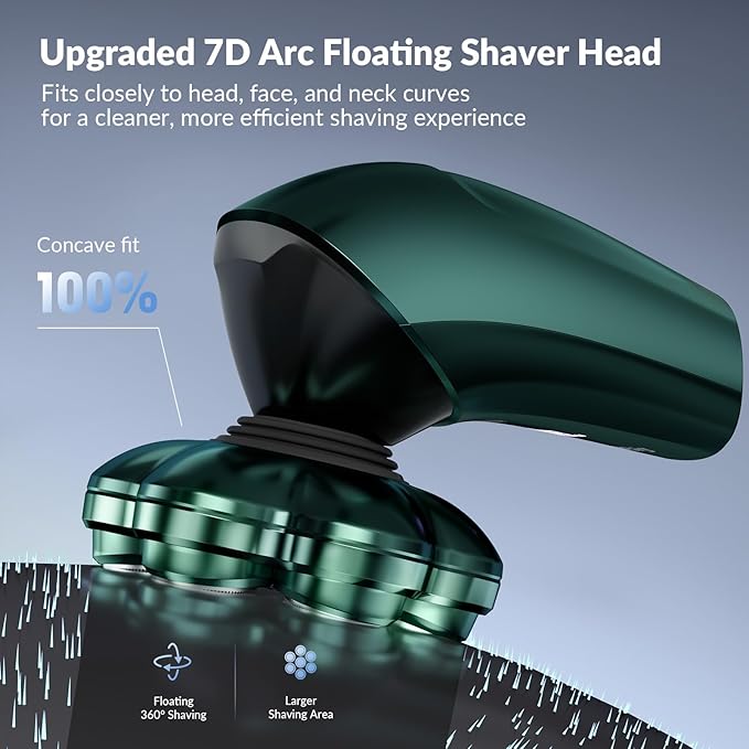 Head Shavers for Bald Men - 7D Arc Electric Razor with Magnetic Detachable Head, Waterproof Wet Dry 5-in-1 Electric Shaving & Grooming Kit, LED Display Rechargeable Head & Body Hair Shaver