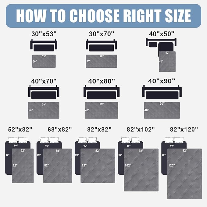 Smiry Waterproof Dog Bed Cover Blanket 30x70, Soft Reversible Pet Blanket, Washable Leakproof Cats Dogs Couch Cover for Sofa, Couch, Furniture, Lattice, Grey/Grey