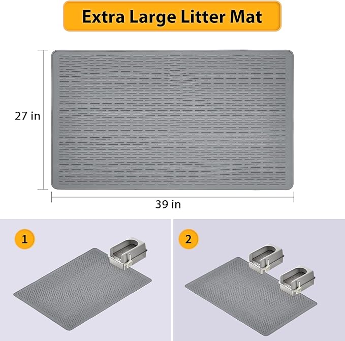Cat Litter Mat,Waterproof Soft Litter Mat,39x27in Large Rubber Litter Box Mat,Washable Cat Litter Mat Litter Trapping Mat Easy to Clean,Indoor Floor Xl Kitty Litter Mat