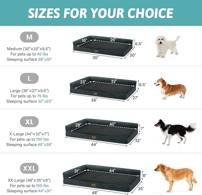 Orthopedic Dog Bed for Medium Small Size Dog, Dogs Crate Bed, L Shaped Foam Anti-Slip Bottom Pet Cat Sofa with Washable Removable Cover, Suitable for Pet Up to 40 lbs, 30x20x6.5 inch, Black