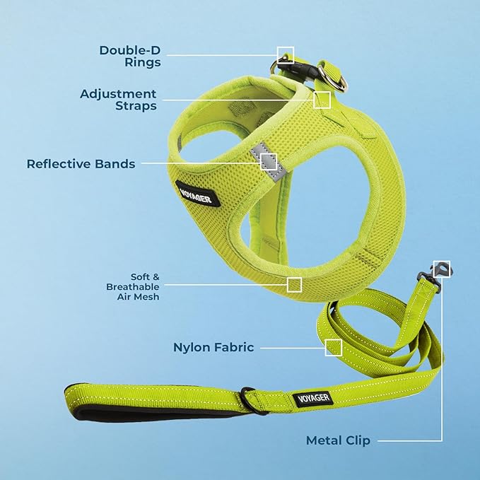 Voyager Step-in Air Cat Harness - All Weather Mesh Step in Vest Harness for Small and Medium Cats by Best Pet Supplies - Set (Lime Green), XXS
