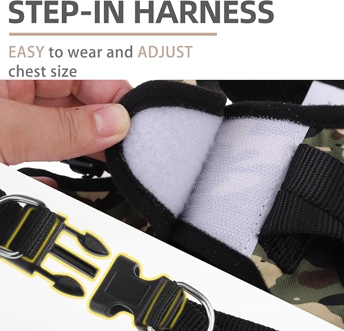 PUPTECK Dog Harness and Leash Set for Small Medium Dogs No Pull Step-in Soft Mesh Puppy Cat Vest Harnesses Reflective at Night, Camouflage, M