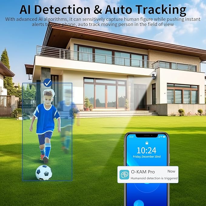 VSTARCAM Dual-Lens Security Cameras Wireless Outdoor, Pan/Tilt 360° View, 2.4GHz WiFi Outside Camera with Color Night Vision, 2-Way Audio, Motion Tracking, Siren, IP66 Weatherproof, Cloud & SD Storage