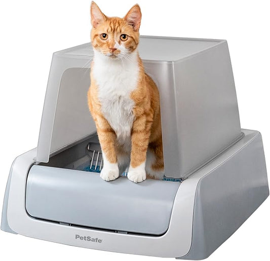 PetSafe Legacy ScoopFree Crystal Pro Self-Cleaning Automatic Cat Litter Box - Front-Entry Motion-Sensing Cat Box with Integrated Health Counter - Includes 1 Disposable Crystal Litter Tray