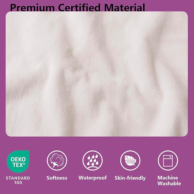 Waterproof Blanket for Bed, Leak Proof Dog Couch Blankets Reversible, Pet Throw Sofa Furniture Protector Machine Washable-82 x120,Purple+Cream