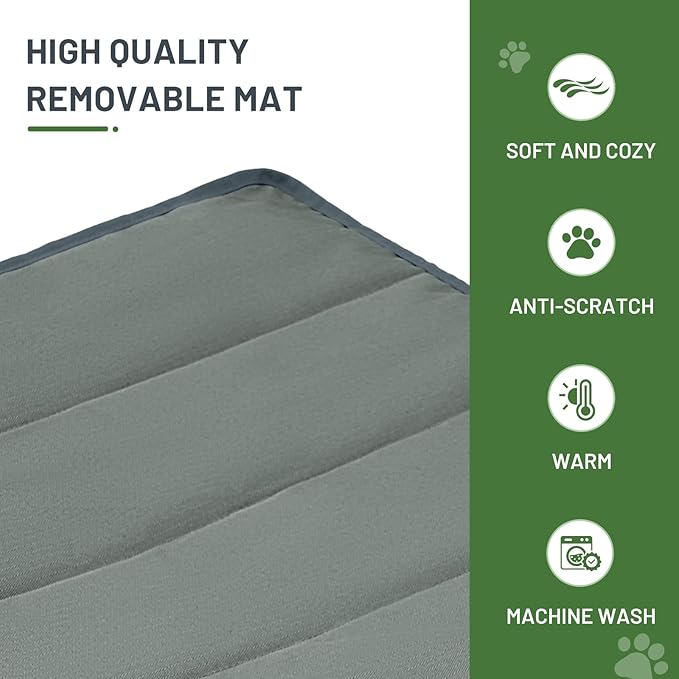 Timber Ridge Small Elevated Dog Bed, 3-in-1 Portable, Folding, and Raised with Removable Pad Mat, Cooling Design for Indoor and Outdoor Use, Grey