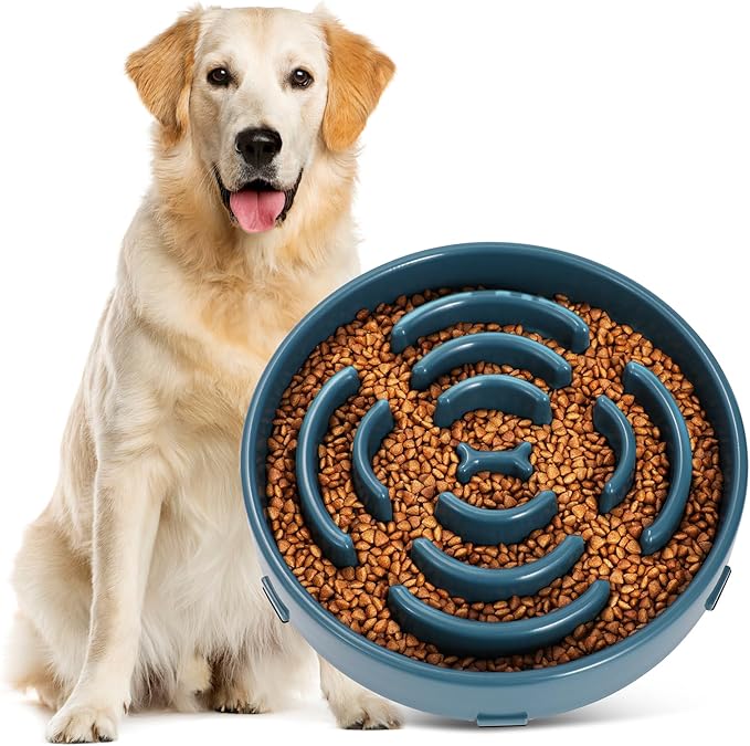 Slow Feeder Dog Bowls for Large Dogs Anti-Chocking Slower Feeder Dog Puzzle Bowl Pet Slow Eating Interactive Bloat Stop Dog Food Bowl JASGOOD,Ink Blue,Large