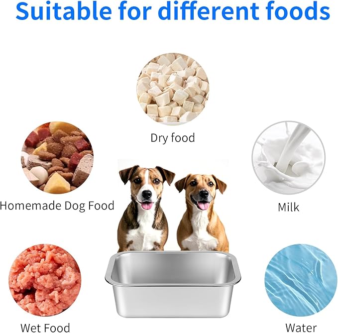 Ohtomber Stainless Steel Dog Bowls - 0.85 Gallons Large Metal Dog Water & Food Bowl No Spilling, High Capacity Water Trough Pet Dishes, Outdoor Feeder Food Plate for Medium Pet, Cat, Puppy