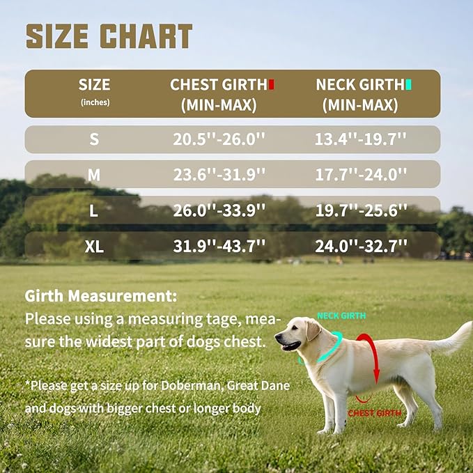 AUROTH Dog Harness and Leash Set, Soft Padded Dog Vest with 5.25FT Dog Leash, No Choke, Easy On Pet Vest, Adjustable Reflective No Pull Dog Harness for Large Dogs, Easy Walking and Training