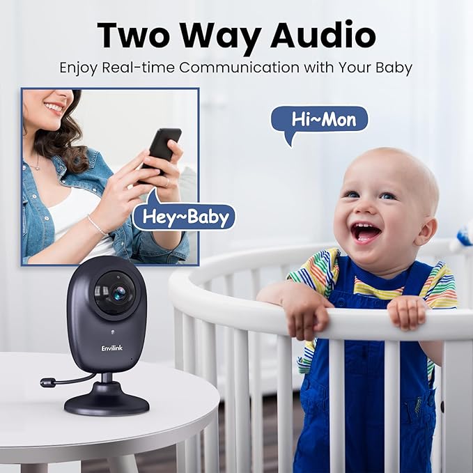 Smart Baby WiFi Monitor with App, 1080P Baby Camera, AI Detection, 2-Way Talk, Night Vision, VOX Mode, 5 Lullabies, 1200ft Long Range 2.8" LCD Display for Home Use