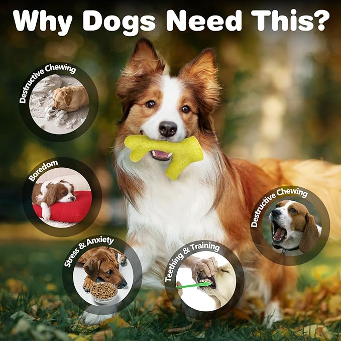 FOFOS Dog Chew Toys for Aggressive Chewers, 3 Pack Tough Nylon Dog Toys, Beef Flavor Chew Toys, for Medium Large Dogs to Keep Them Busy