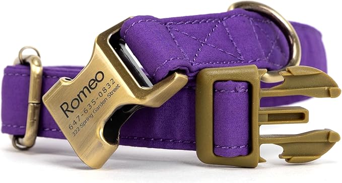 Personalized Dog Collar with Name and Phone Number Engraved,Adjustable Custom Puppy Collar,Organic Cotton Pet Collar for Small Medium Large Boy Girl Dogs