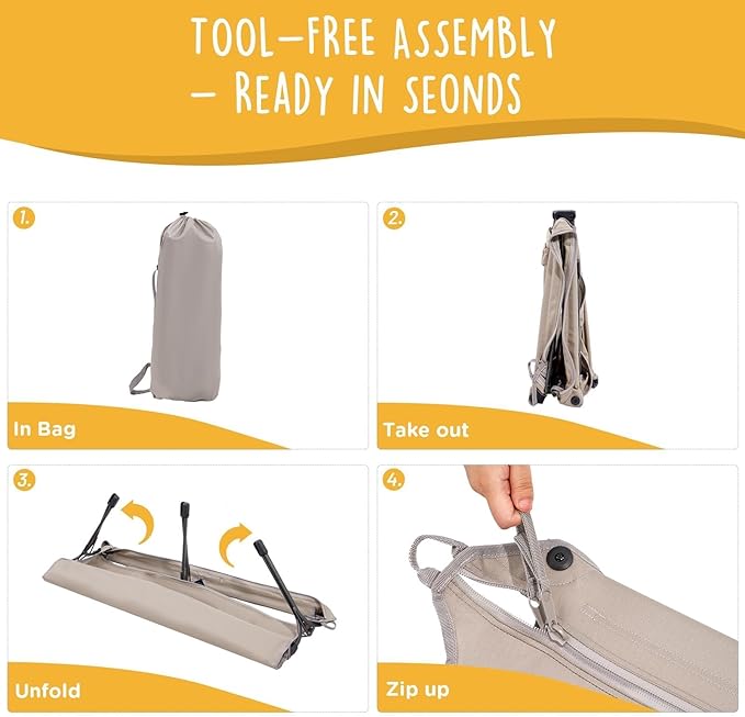 Daisy Cot, Large Foldable Elevated Dog Bed, Portable Raised Outdoor Folding Dog Cot, Cooling, Chew Proof, Waterproof, Heavy Duty Up to 160 Lbs for Camping/Home, Brown, 43"x27"x7”