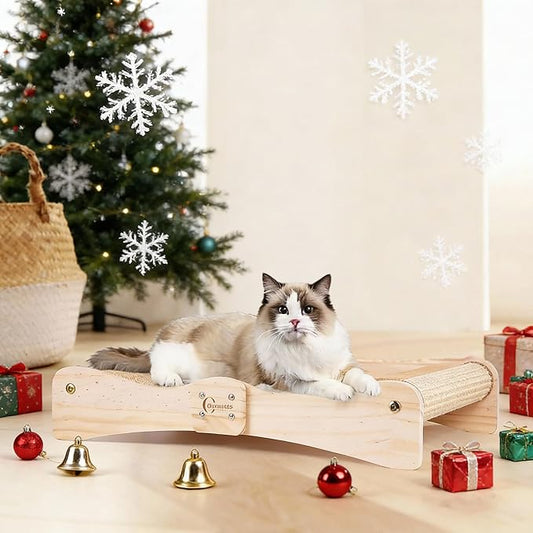 Sisal Cat Scratcher Bed,Extra Large Cat Scratch Post with Climbing Bed,Wooden Scratching Board with Sisal Pad for Kittens Cats and Small Animals Indoor Use