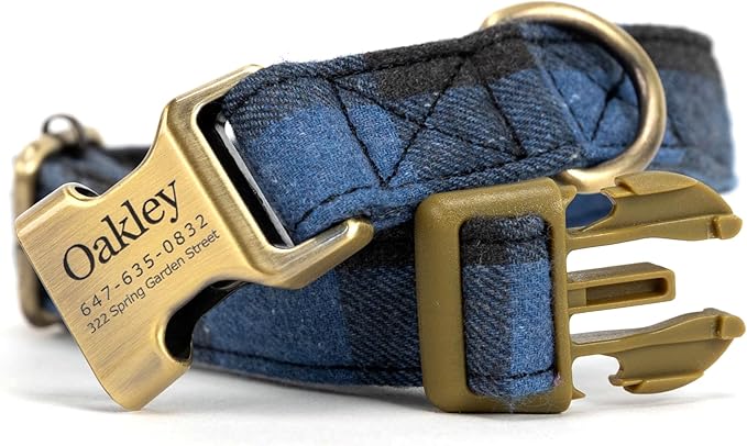 Personalized Dog Collar with Name and Phone Number Engraved,Adjustable Custom Puppy Collar,Organic Cotton Pet Collar for Small Medium Large Boy Girl Dogs