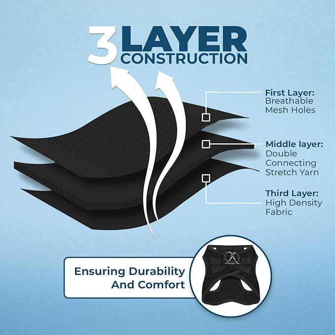 Voyager Step-in Air All Weather Mesh Harness and Reflective Dog 5 ft Leash Combo with Neoprene Handle, for Small, Medium and Large Breed Puppies by Best Pet Supplies - Set (Black), S