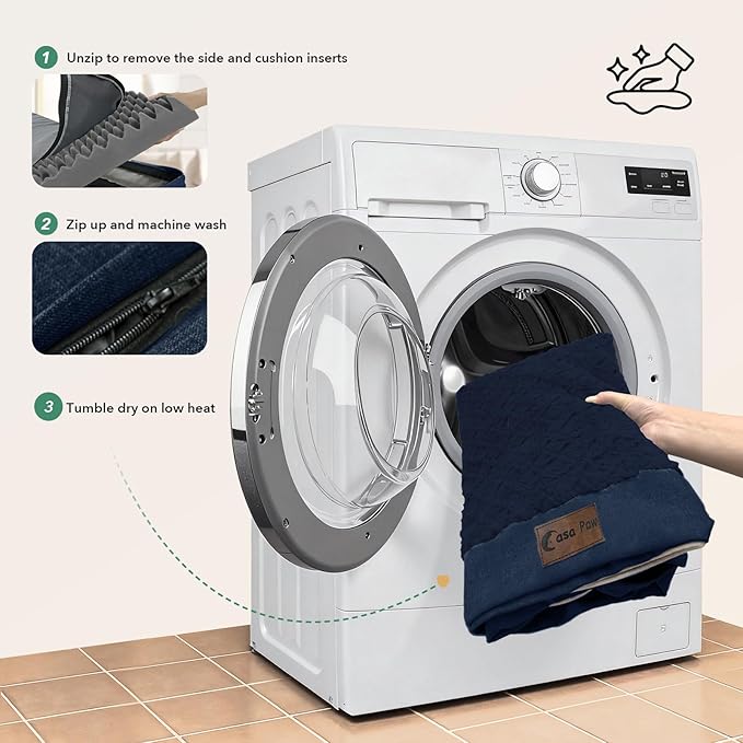 Orthopedic Dog Beds for Extra Large Sized Dogs, Waterproof Memory Foam XL Pet Bed with Sides 42x30Inch, Non-Slip and Egg-Crate Foam Big Dog Couch Bed with Removable Washable Cover, Navy Blue