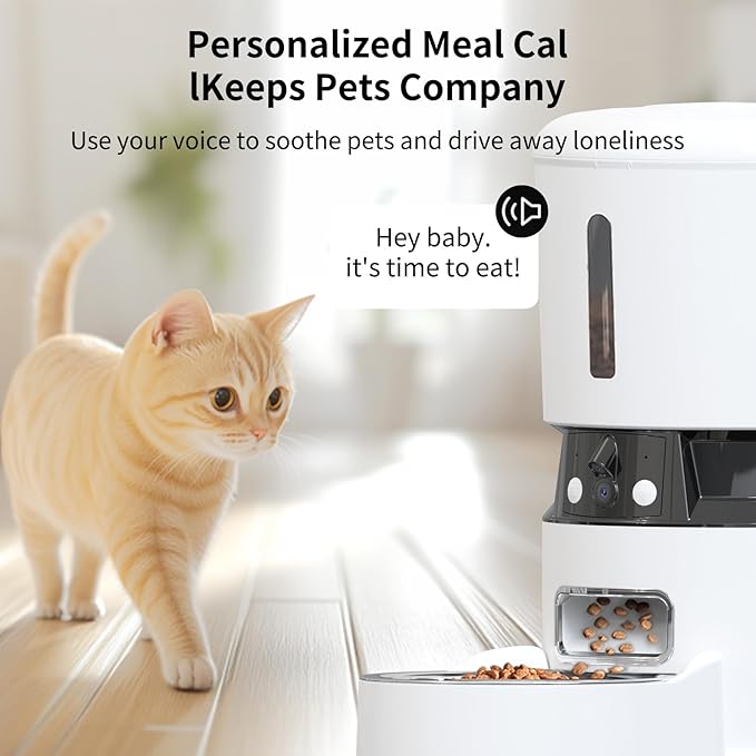 Automatic Cat Feeders with 2 Cameras and App, 4L 1080P HD Timed Pet Feeder Smart Dog Food Dispenser 2-Way Audio for Cats/Small Dogs, Cat Food Dispenser with Night Vision/Motion Alerts, WiFi 2.4G