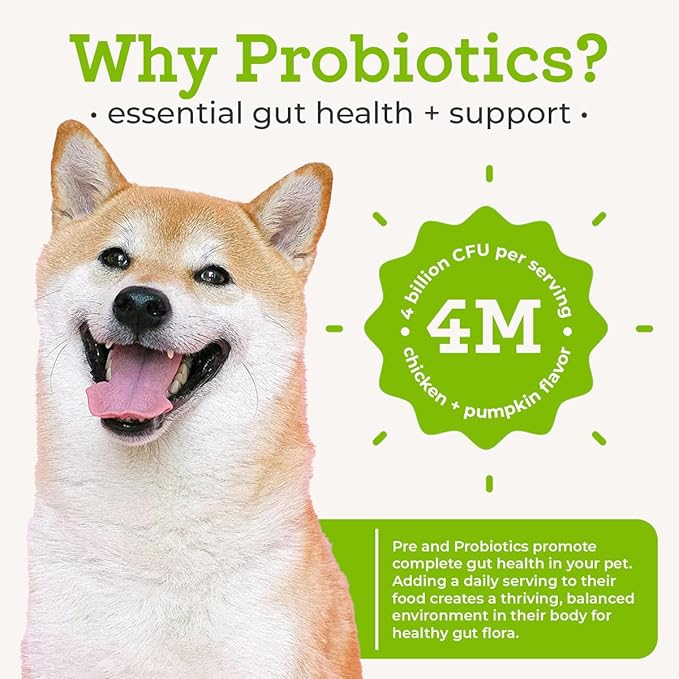 Dr. Joseph's VetPro Complete Advanced Pre & Probiotics Powder for Dogs, 90 Scoops, Supports Gut Health, Diarrhea, Digestive Health & Seasonal Allergies, Chicken/Pumpkin Flavor, Add to Food