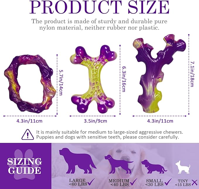 6-Pack Dog Toys for Aggressive Chewers: Dog Toy for Aggressive Chewer Large Breed, Dog Toy to Keep Them Busy, Dog, Bacon Flavor