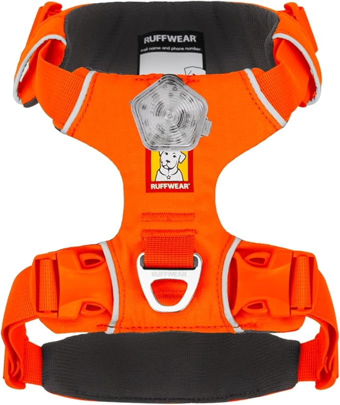 Ruffwear, Front Range Dog Harness, Reflective Soft Padded Everyday Harness with Dual Leash Clips, Adjustable and Lightweight Fit for Training or Walking for All Dogs, Blaze Orange, Small
