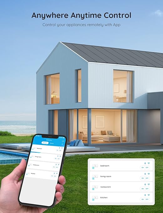 Govee Smart Plug 15A, WiFi Bluetooth Outlets 2 Pack Work with Alexa and Google Assistant, WiFi Plugs with Multiple Timers, Govee Home APP Group Control Remotely, No Hub Required, ETL&FCC Certified