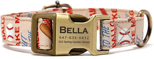 Personalized Dog Collar with Name and Phone Number Engraved,Adjustable Custom Puppy Collar,Organic Cotton Pet Collar for Small Medium Large Boy Girl Dogs