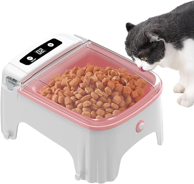 Automatic Cat Feeder - Auto Pet Feeder, Programmable Smart Cat Food Dispenser | Electric Timed Feeding Bowl with Sensor Lid, Dry Food Portion Control for Kitten Puppy Small Dog ABS 2000mAh
