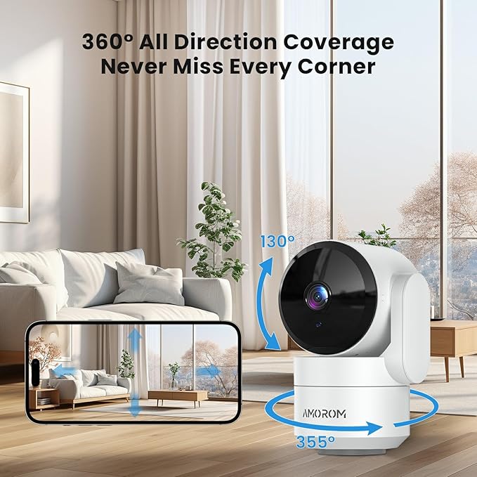 Indoor Security Camera with 360 Monitor, Home Cameras with 2-Way Audio, Night Vision, Motion Detection, Phone App, Cloud & SD Card Storage, Work with Alexa/Google, 2.4GHz WiFi and Bluetooth, 4 Pack