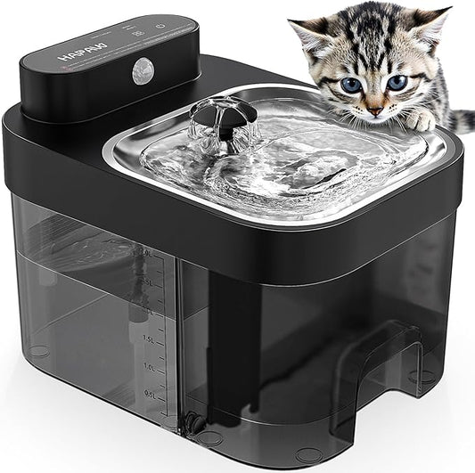 Cat Water Fountain, Wastewater Separation & No Filter Cotton, Pet Water Dispenser with 101oz/3L Large Capacity Tank, Wireless Automatic Water Fountains for Cats Indoor Cat Watering Supplies