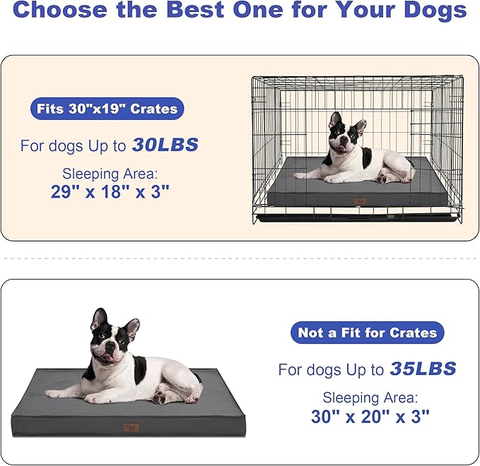 Outdoor Dog Bed for Small Dogs, Waterproof Dog Crate Bed for Medium Dogs Cats, Orthopedic Egg Crate Foam Pet Bed with Washable Removable Oxford Cover, Grey