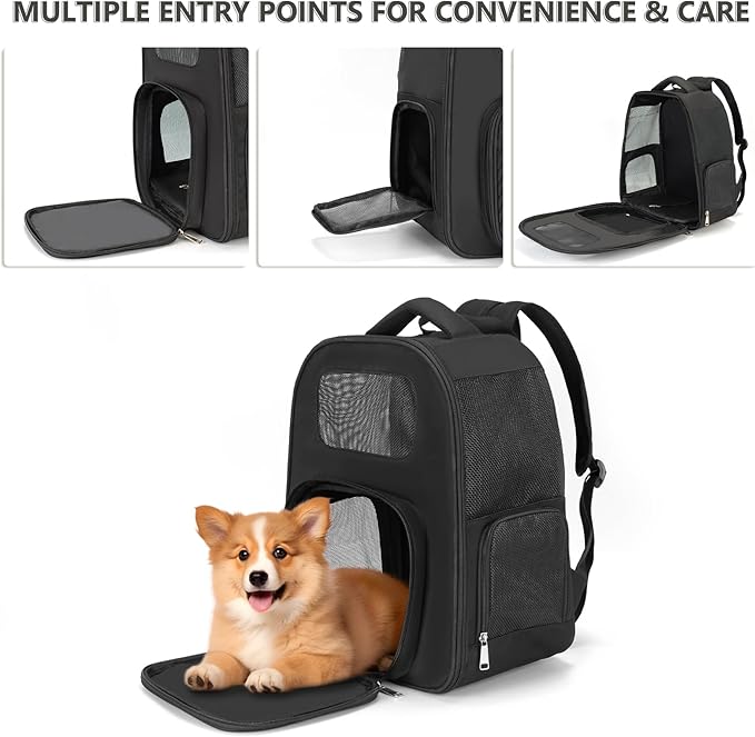 Pet Backpack Carrier for Small Dogs Cats, Airline Approved Travel Bag with Breathable Mesh, Lightweight Foldable Dog Carrier Backpack for Puppies & Kittens up to 15 lbs