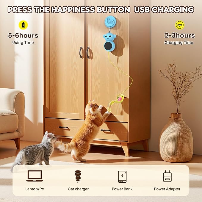 Interactive Cat Toys for Indoor Cats - Automatic Cat Toys, Flying Bird Feather Cat Toy, Kitten & Adult Cat Enrichment Stimulation Toy