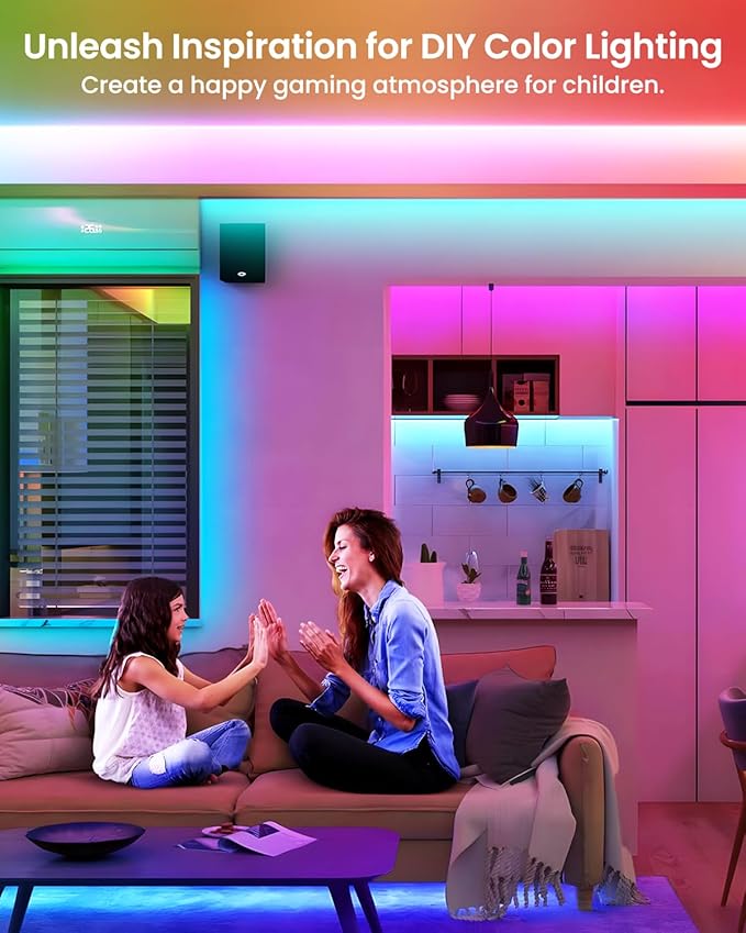 Pak LED Strip Lights 104ft(2x52ft), RGBIC Color Changing Smart Lights with App, Remote & Voice Control, Music Sync, 64 Scenes, Flexible, DIY Cuttable, Easy Installation for Bedroom, TV, Gaming, Party