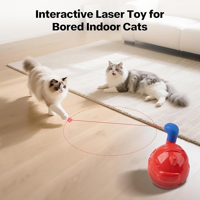 Pet Prime Cat Laser Toy 360° Random Rotation Cat Laser Pointer Toy Rechargeable Automatic Interactive Cat Toy for Bored Indoor Cats/Kittens Self Play