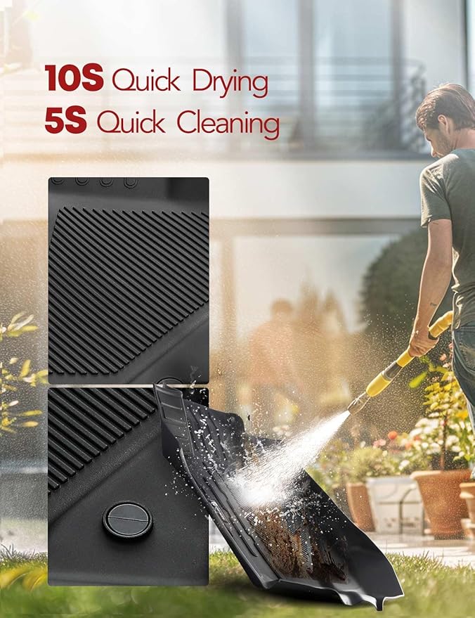 YHTAUTO Floor Mats Fit 2021-2025 Ford Bronco 4-Door No Sport, TPE All Weather Floor Liner Odorless Custom Fit Car Mats, 1st 2nd Row Bronco Accessories