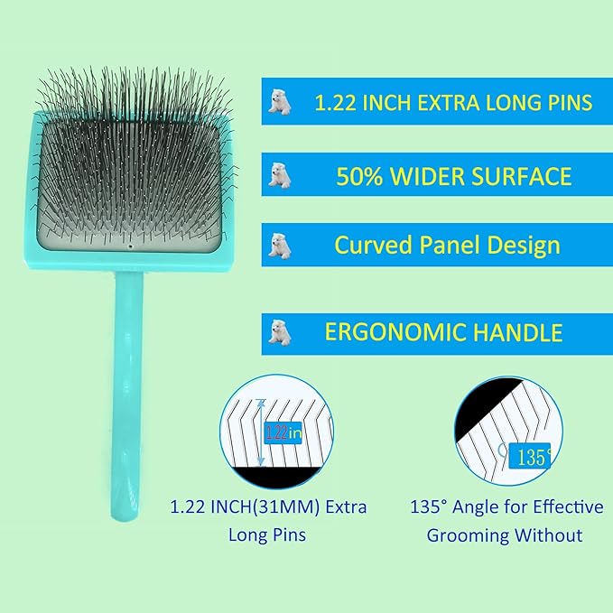 Extra Long Pin Dog Grooming Brush Haired Dogs- Pet Comb Value Kit,Dog Brushes for Goldendoodle, Labradoodle, Poodles - Pet Hair Brush for Medium- Long Haired Dogs-31mm