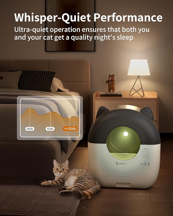 Self Cleaning Litter Box,76L Automatic Cat Litter Box Self Cleaning with APP Control,Low Noise,Safety Protection,Roll Garbage Bags,Deodorizer and Cleaning Brush for Multiple Cats,Xmas